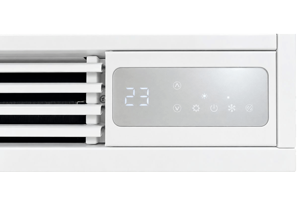 Πίνακας αφής του fan coil Crystal SMART WiFi με ψηφιακή ένδειξη θερμοκρασίας και ένδειξη WiFi